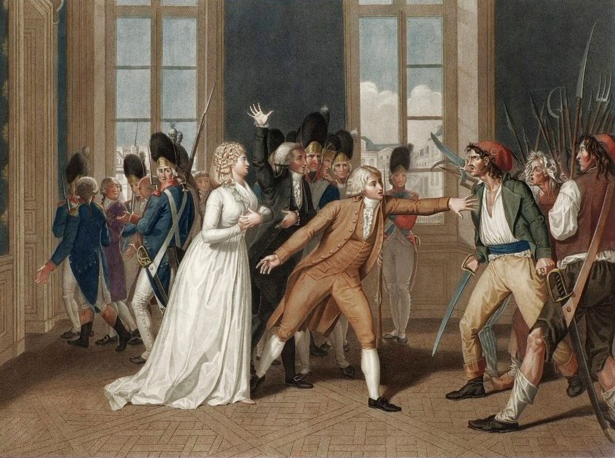 1792年6月20日在巴黎杜伊勒里宫的聚会--伊丽莎白夫人（Elisabeth Philippine Marie Helene de France dit Madame Elisabeth (1764-1794)）的晚餐--Pierre Bouillon（1776 - 1831）的雕刻。 作者 皮埃尔（后）肉汤