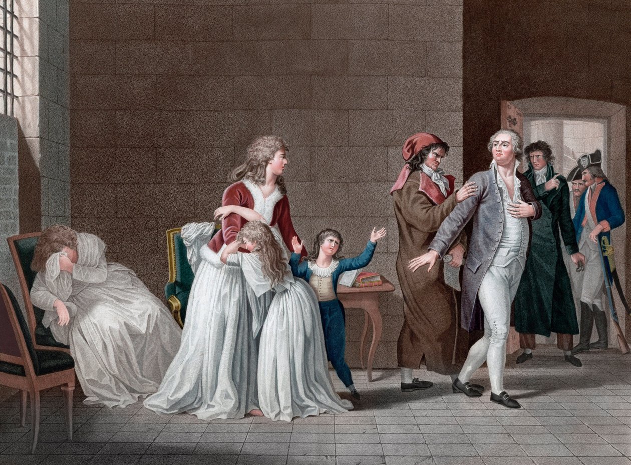 Separation of the King Louis XVI of France (1754-1793, from his family). Paris, Temple prison, on January 20 作者 皮埃尔（后）肉汤