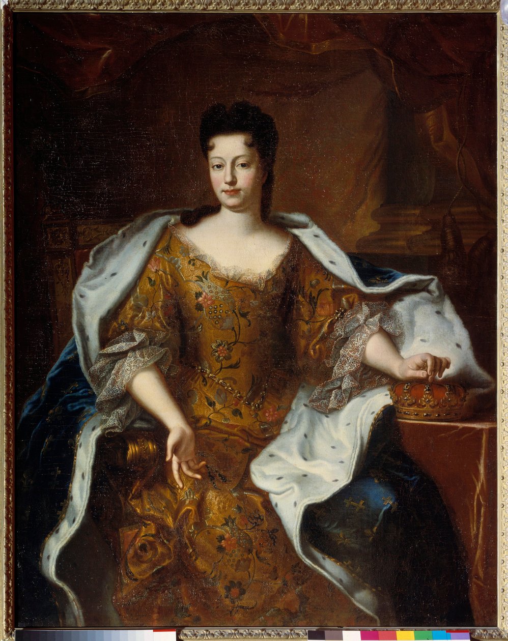 夏洛特·伊丽莎白·德·奥尔良（1676-1744 年）的肖像，洛林公爵夫人，帕拉丁的女儿。 来自工作室的绘画 Pierre Gobert (1662-1744) 1698 Dim。 1,4x1,11 m - Charlotte Elizabeth d
