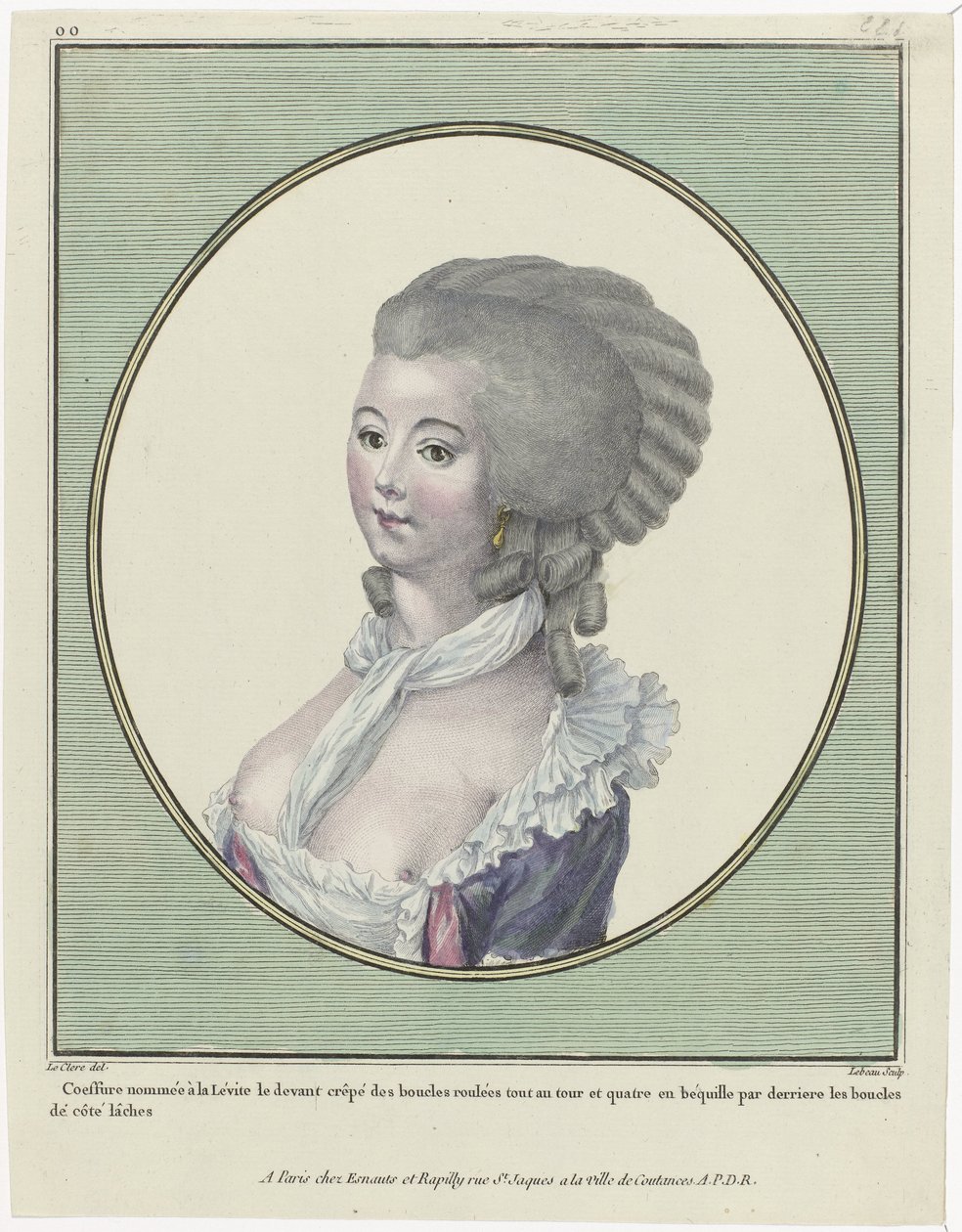 Gallerie des Modes et Costumes Français, 1781, oo 221: Coeffure nommée à la Levit (...) 作者 皮埃尔·阿德里安·勒博