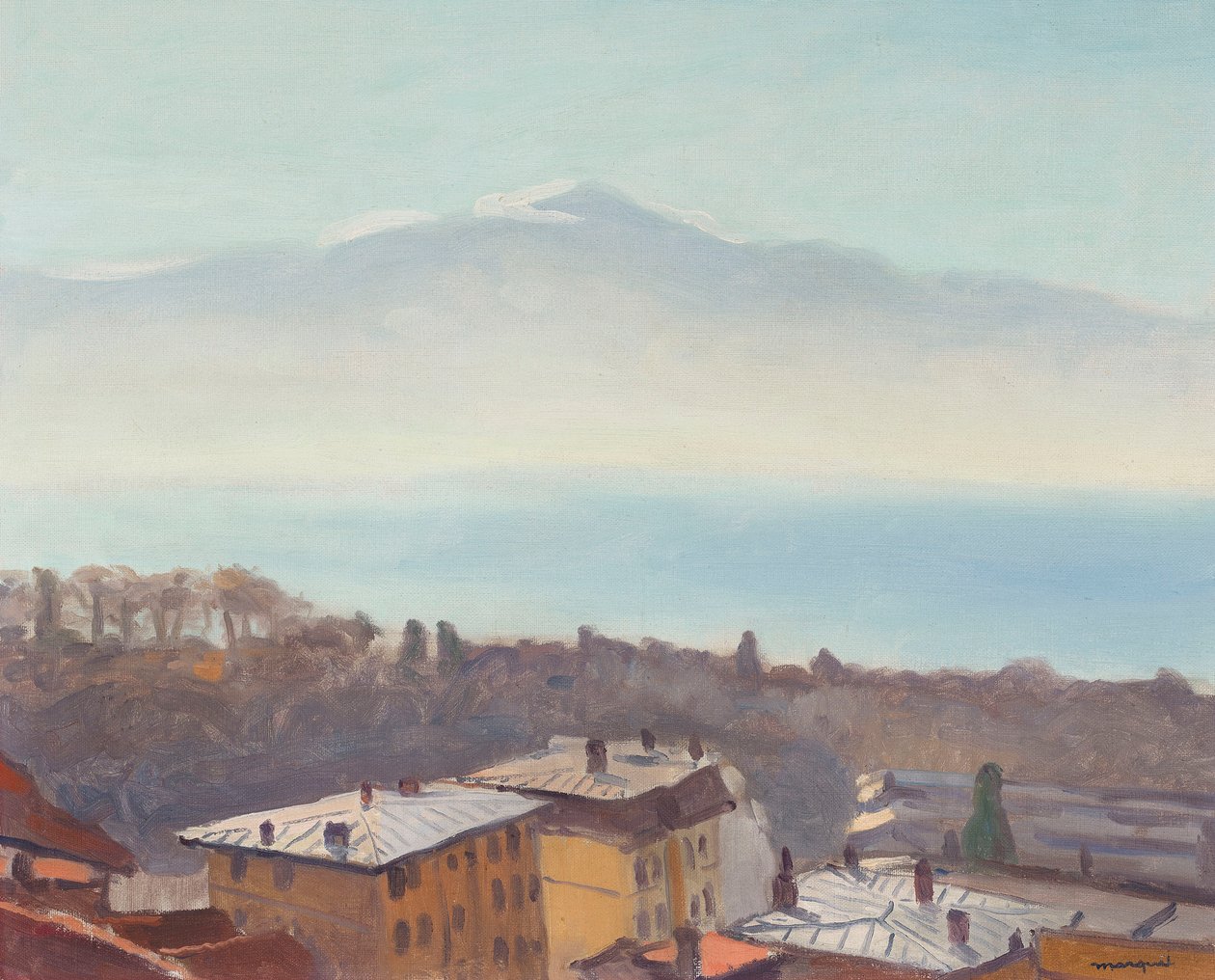 欧奇和日内瓦湖的屋顶，1936年。 作者 阿尔伯特·马尔凯