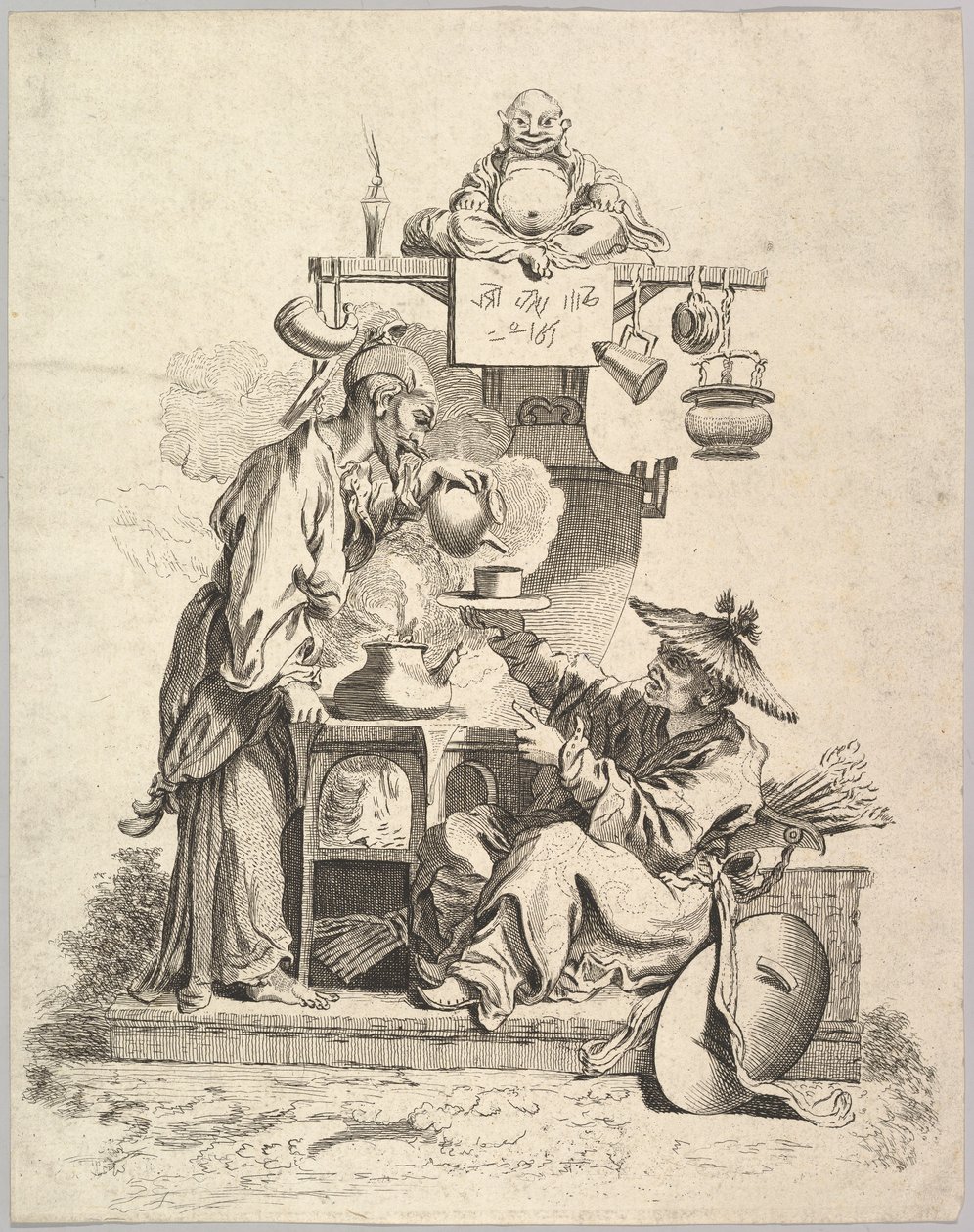 火，约。 1740。 作者 皮埃尔·亚历山大·艾夫林