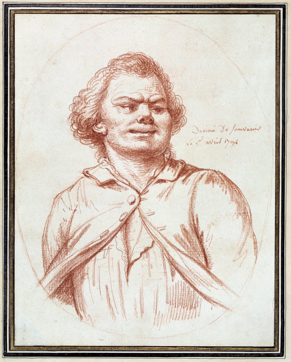 French Revolution: “” portrait of Georges Jacques Danton (1759-1794) leads to the torment” Drawing a la sanguine attributed to Pierre Wille (1748-1821) 作者 皮埃尔·亚历山大·威勒