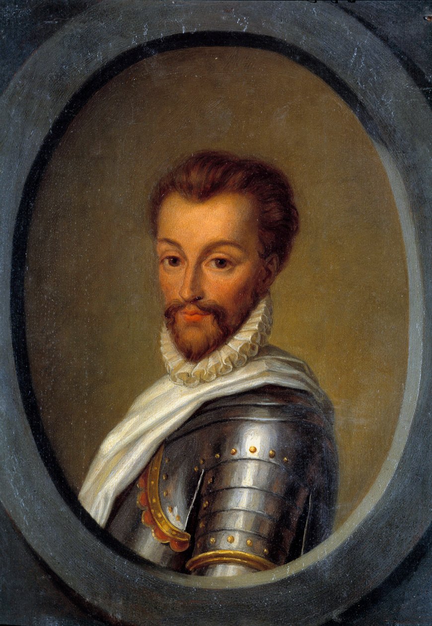 波旁王朝亨利一世 (1552-1588) 的肖像 皮埃尔·安德烈·卡塞尔 (Pierre Andre Cassel, 1801-1848) 画作，十九世纪太阳。 0,26x0,17 m 作者 皮埃尔·安德烈·卡塞尔