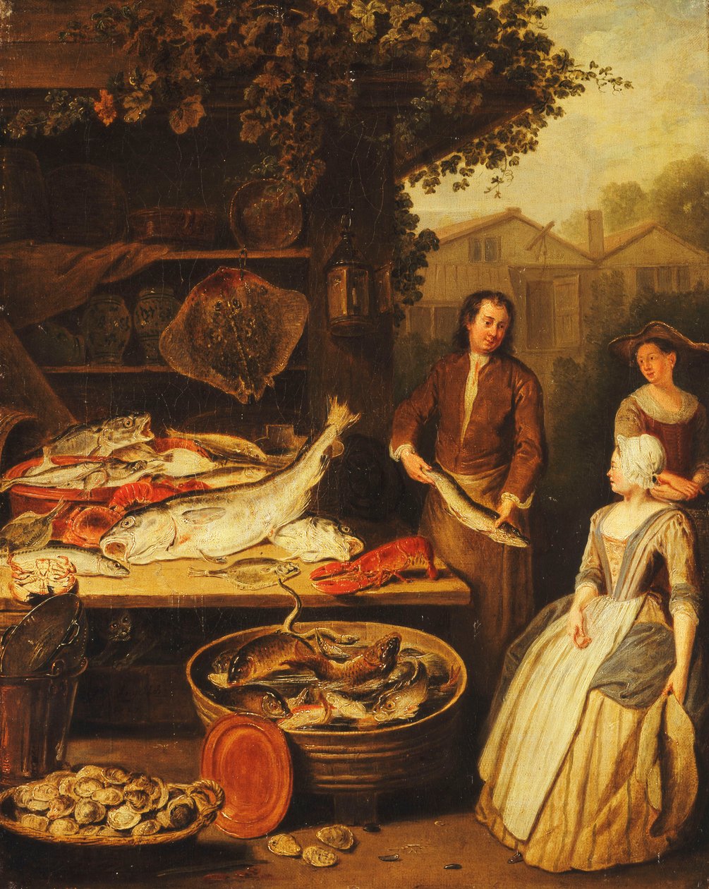 鱼贩子向女佣展示长矛，1727年 作者 Pierre Angelis或Angillis