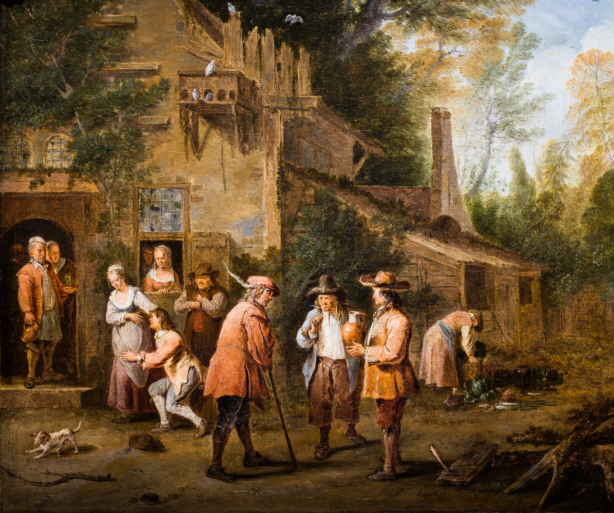 客栈庭院场景 作者 Pierre Angelis或Angillis