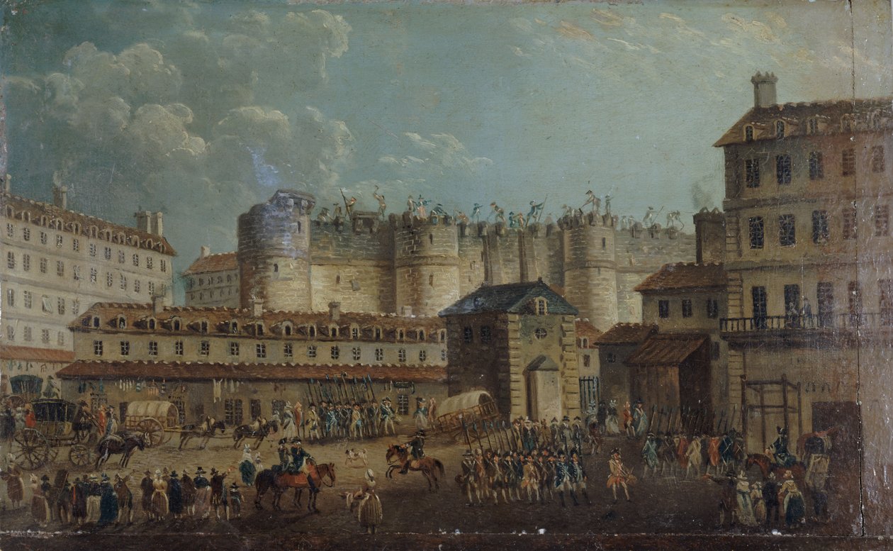 1789年7月14日巴士底狱的暴动，1789年。 作者 皮埃尔·安托万·德马奇