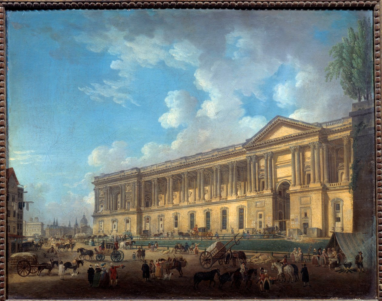 新世纪百叶窗的柱廊。 巴黎全景。 皮埃尔·德马奇 (1723-1807) 的绘画 作者 皮埃尔·安托万·德马奇