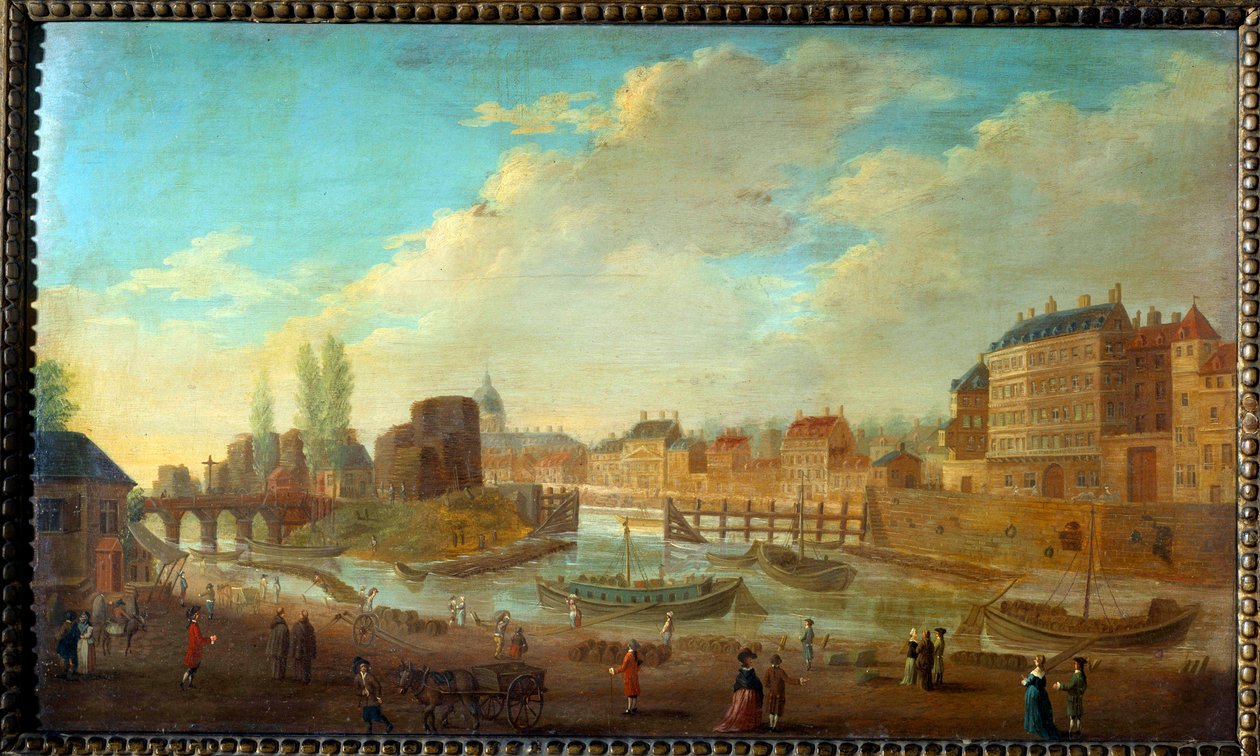 Louviers 岛和圣路易斯岛的景色 Pierre Demachy (1723-1807) 1780 年作画的圣保罗港景色。 0,32x0,53 m 巴黎，卡纳瓦莱博物馆 作者 皮埃尔·安托万·德马奇