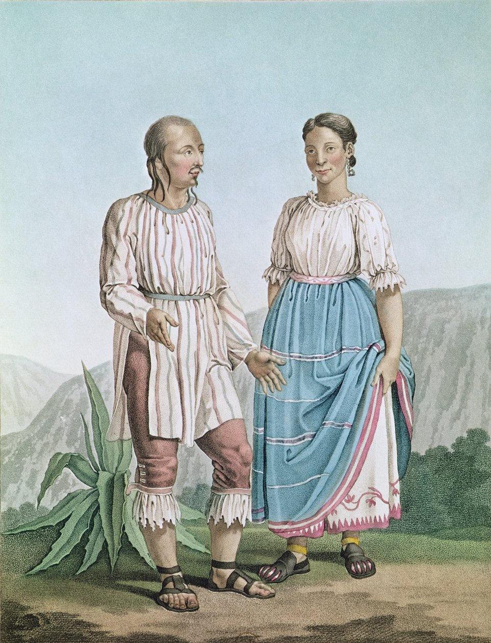 Michouacan印第安人的服装，来自&39;Voyages aux Regions Equinoxiales du Nouveau Continent&39;由Alexander von Humboldt（1769-1859）于1810年出版 作者 皮埃尔·安托万·马尔凯斯