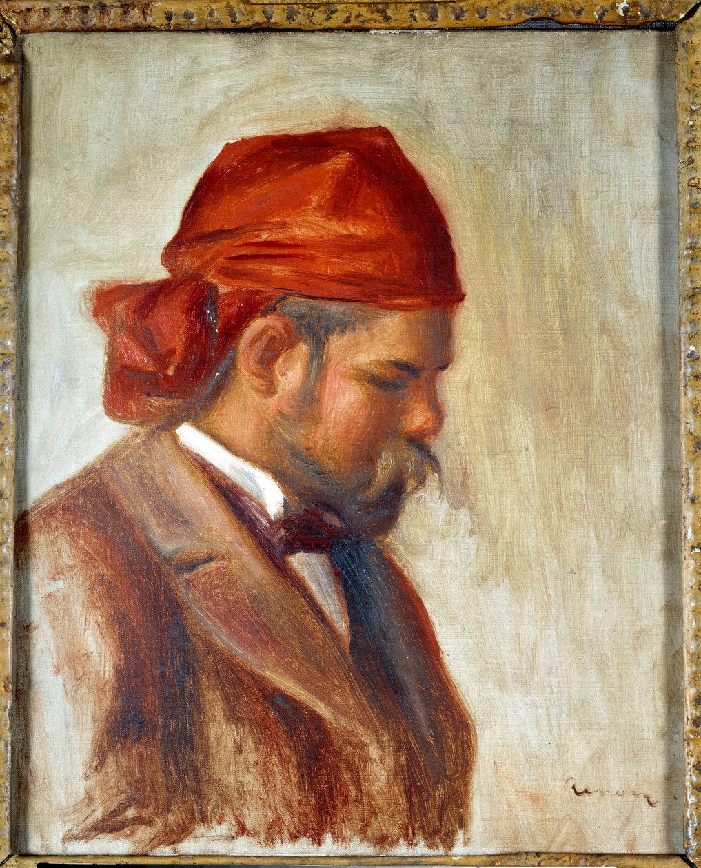 Ambroise Vollard (1868-1939) 带着红围巾，画商，皮埃尔·奥古斯特·雷诺阿 (1841-1919)，大约 1899 年 作者 皮埃尔·奥古斯特·雷诺阿