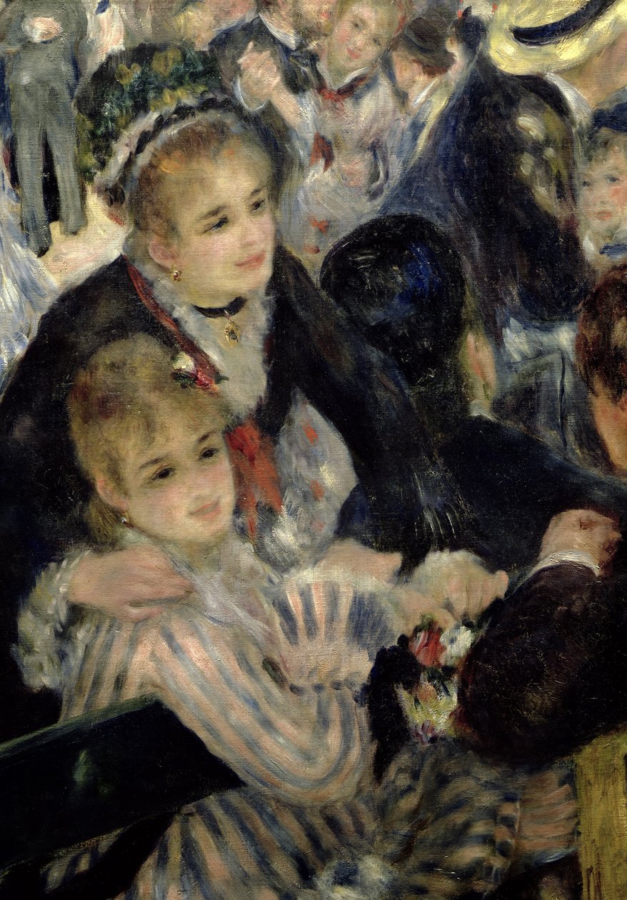 球在Moulin de la Galette，两个坐着的女人的细节，1876年油画布细节36481 作者 皮埃尔·奥古斯特·雷诺阿