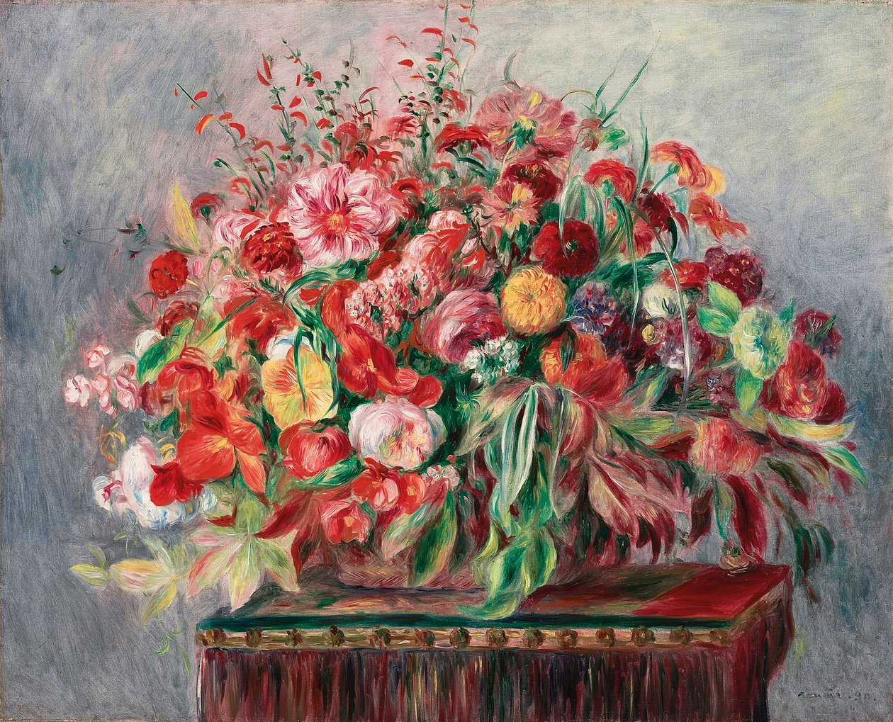 花篮;花篮，1890年 作者 皮埃尔·奥古斯特·雷诺阿