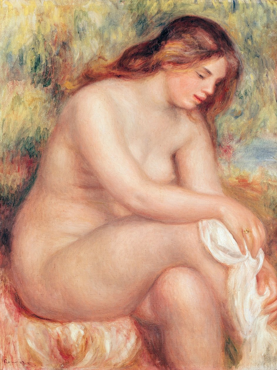 Bather Drying自己，c.1910 作者 皮埃尔·奥古斯特·雷诺阿