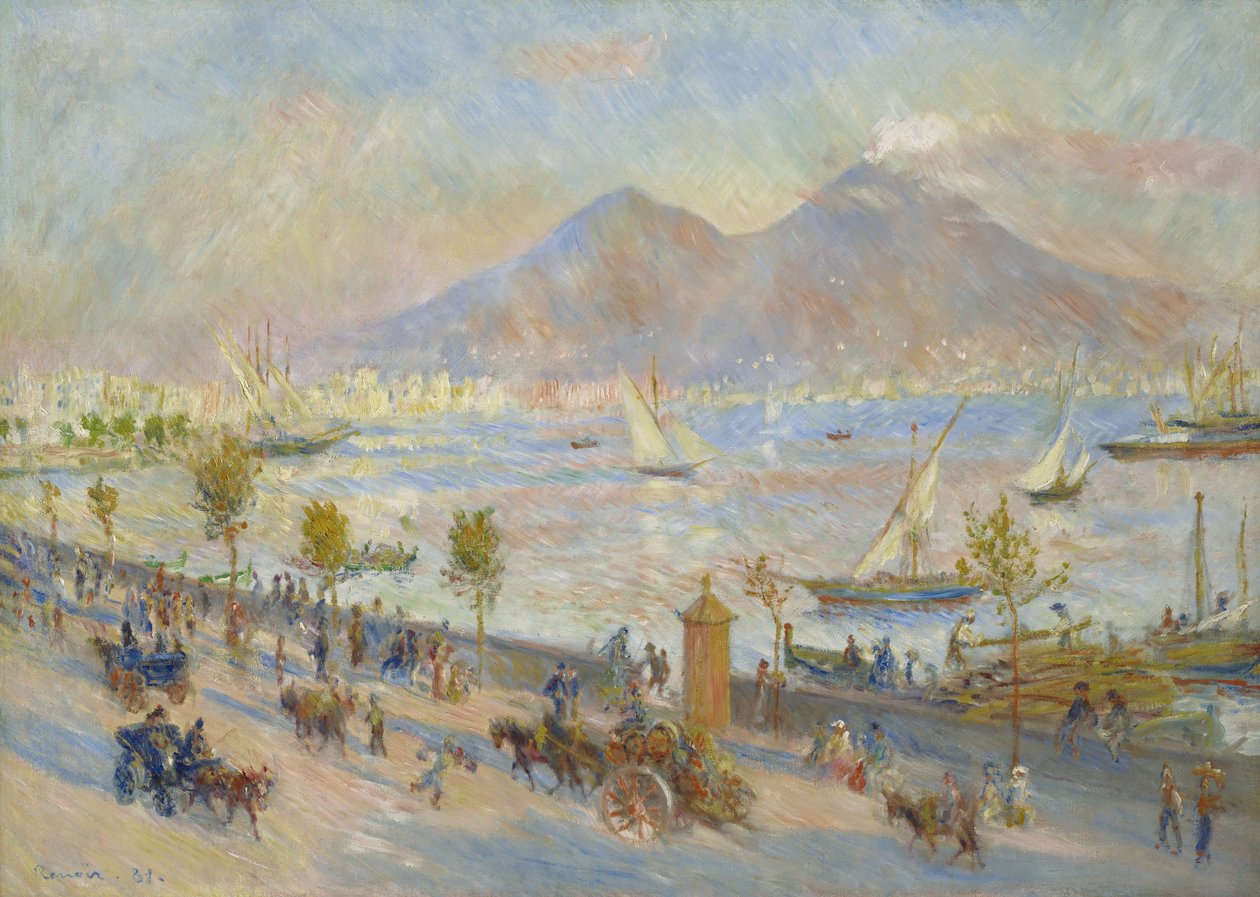 那不勒斯湾，晚上，1881年 作者 皮埃尔·奥古斯特·雷诺阿
