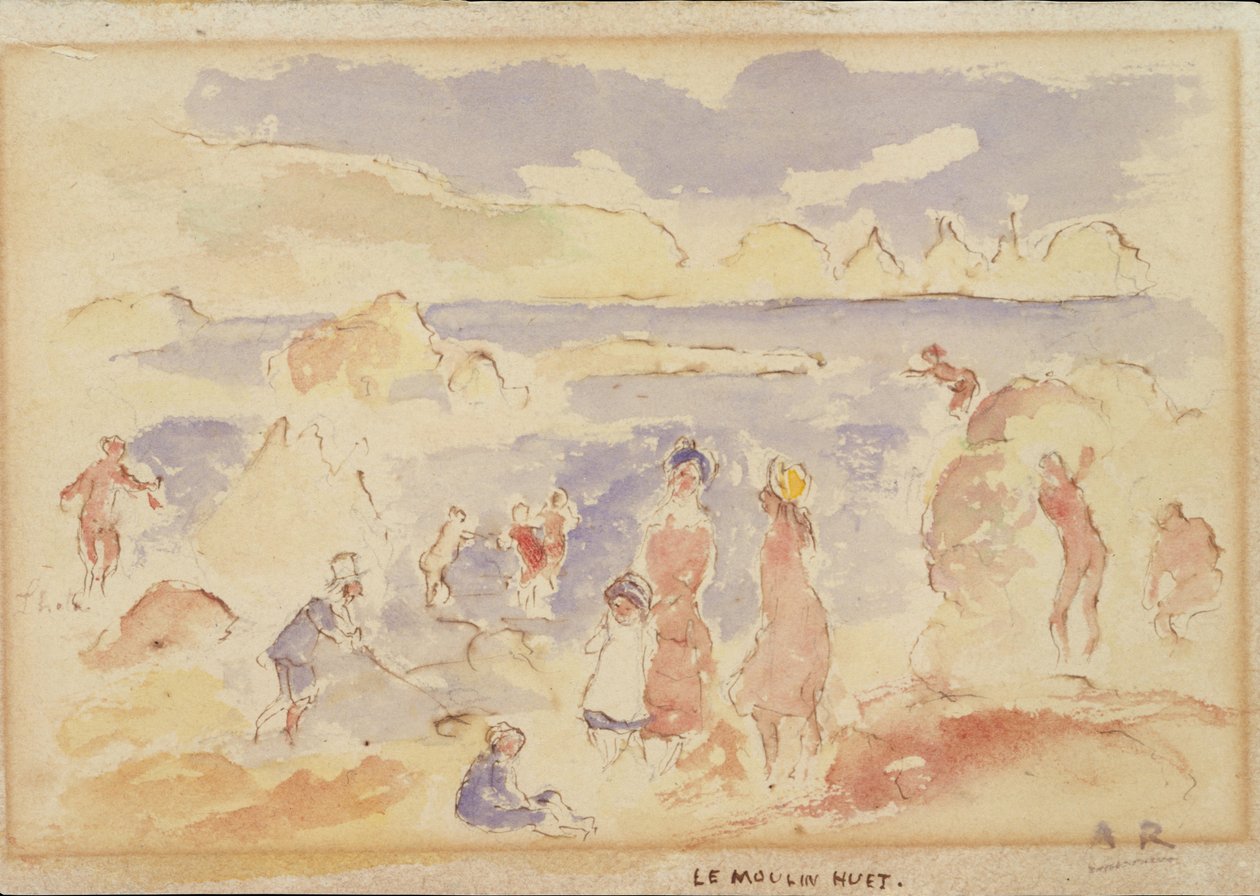 海滩景象，1883年。 作者 皮埃尔·奥古斯特·雷诺阿
