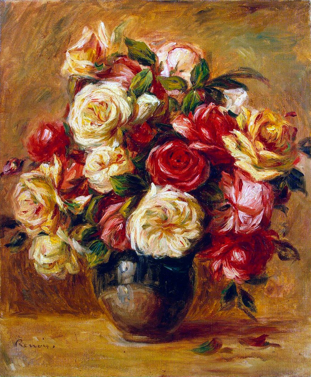 玫瑰花束，c1909。 作者 皮埃尔·奥古斯特·雷诺阿