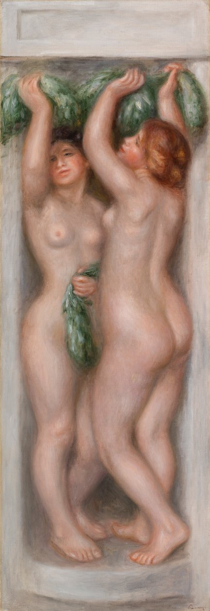 莸（Caryatids）；又称 Deux baigneuses（装饰板） 作者 皮埃尔·奥古斯特·雷诺阿