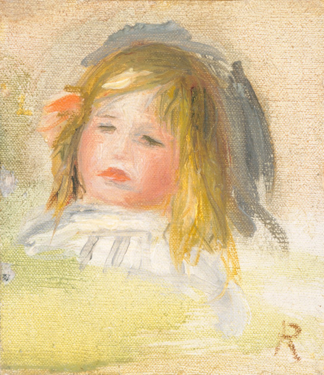 金发儿童，1895-1900。 作者 皮埃尔·奥古斯特·雷诺阿