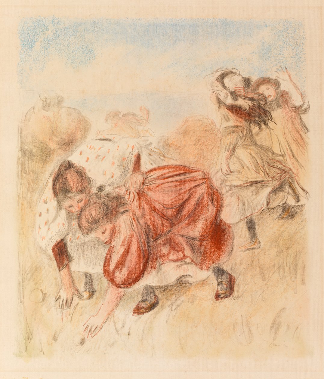 儿童玩球 (Enfants jouant Ã la balle) 作者 皮埃尔·奥古斯特·雷诺阿