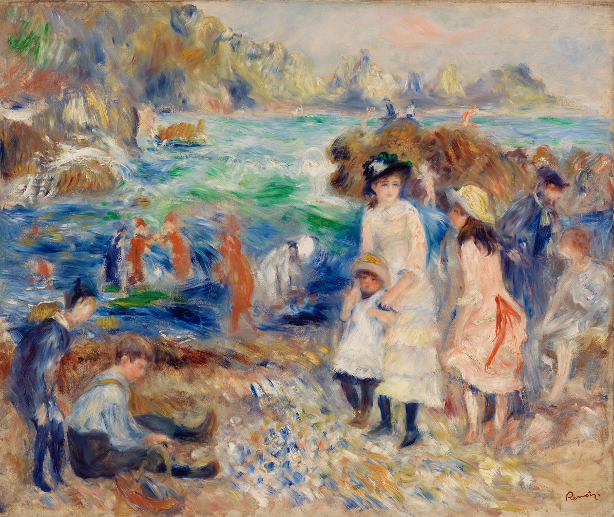 根西岛海边的孩子们（Enfants au bord de la mer Ã Guernesey） 作者 皮埃尔·奥古斯特·雷诺阿