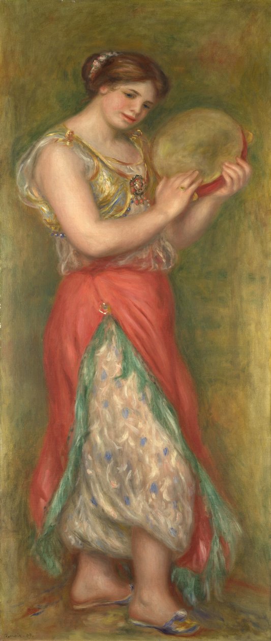 手鼓跳舞的女孩，1909年 作者 皮埃尔·奥古斯特·雷诺阿