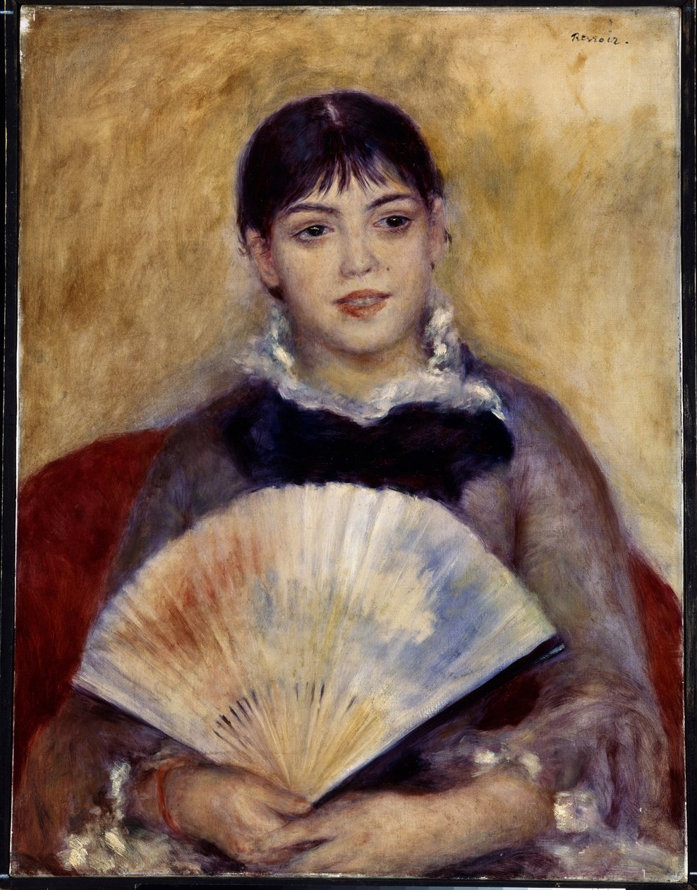 拿扇子的女孩（Alphonsine Fournaise）。皮埃尔-奥古斯特-雷诺阿（1841-1919 年）的画作 作者 皮埃尔·奥古斯特·雷诺阿