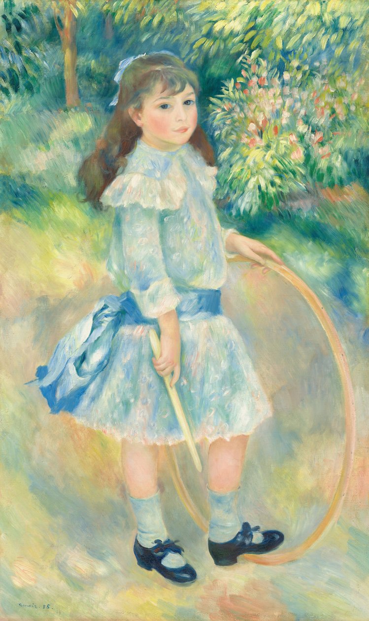 戴着吊环的女孩，1885年。 作者 皮埃尔·奥古斯特·雷诺阿