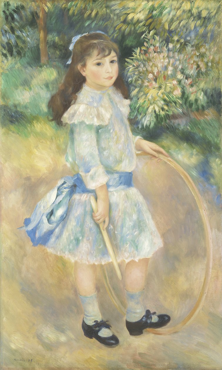 箍的女孩，1885年 作者 皮埃尔·奥古斯特·雷诺阿