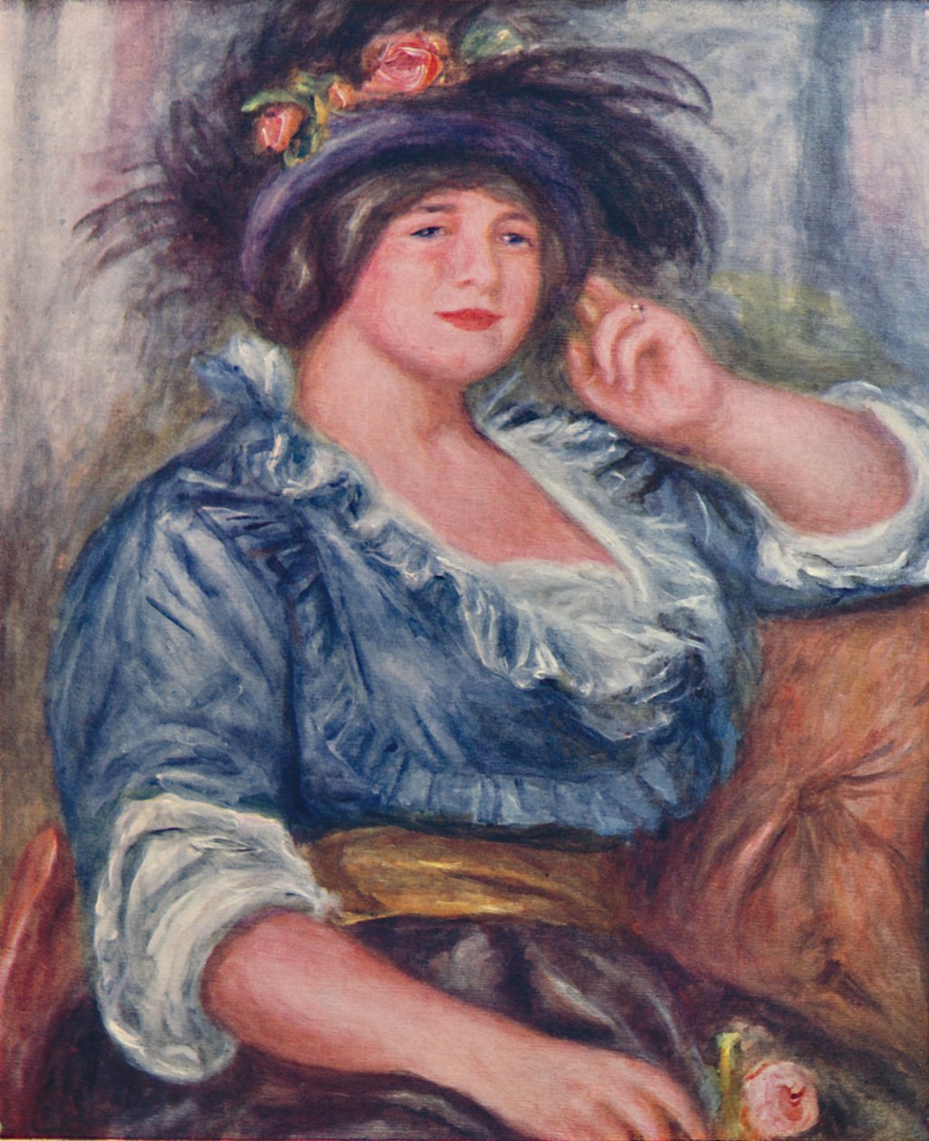 戴玫瑰的女孩，1913年，1923年 作者 皮埃尔·奥古斯特·雷诺阿