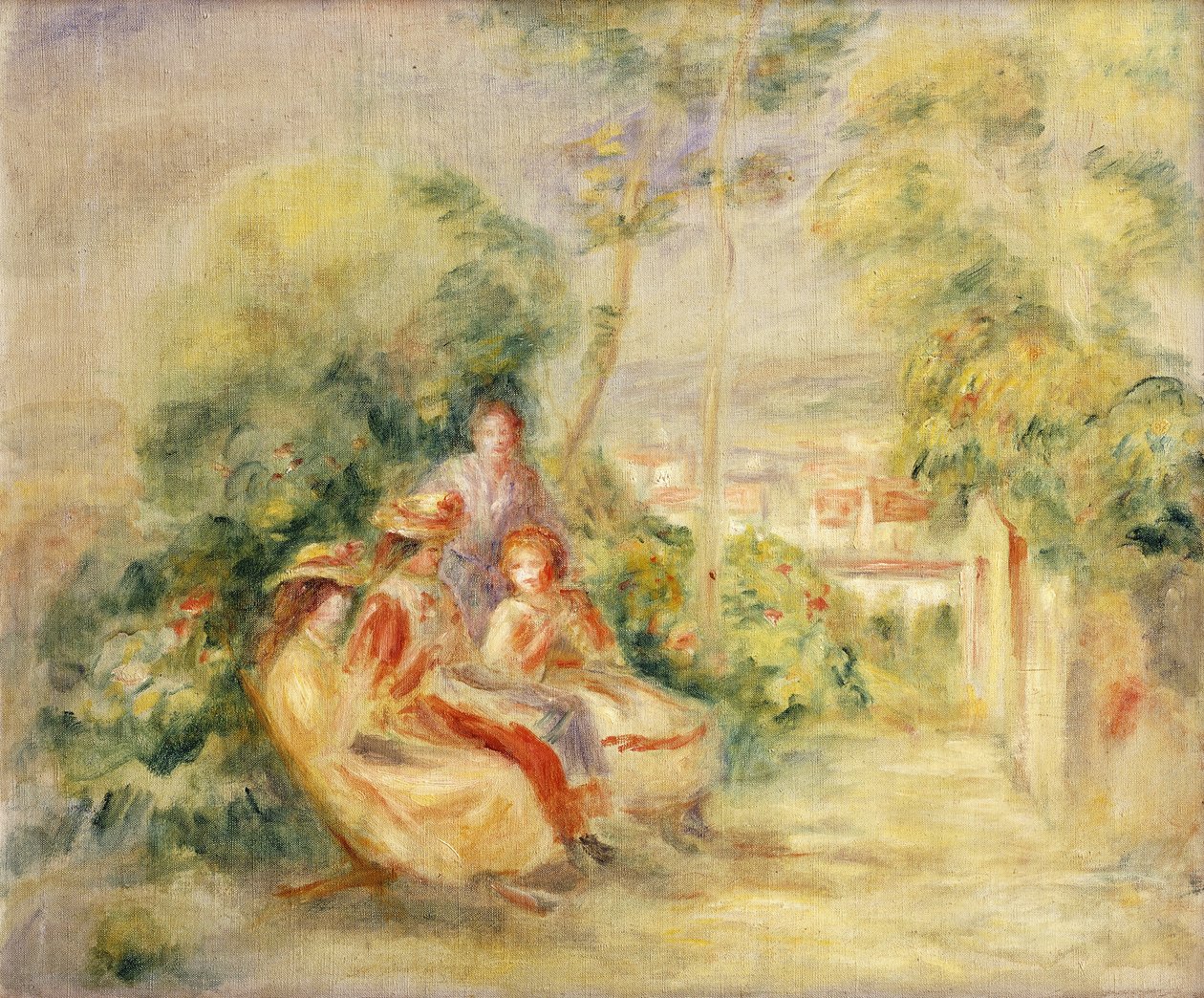 花园里的女孩；花园里的女孩c。 1895年 作者 皮埃尔·奥古斯特·雷诺阿