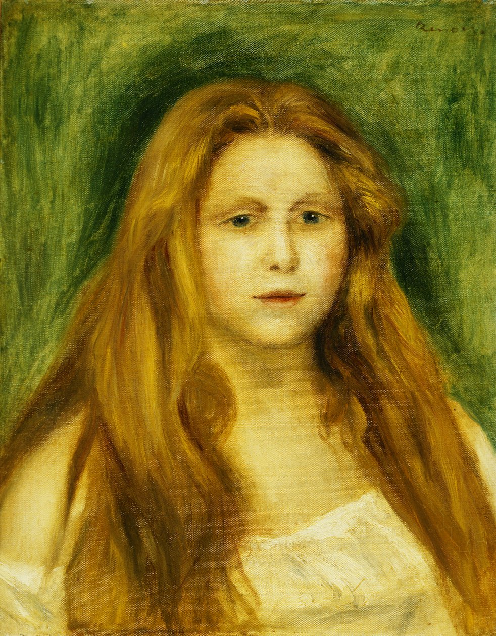 女团长一位年轻女子的头，1888年 作者 皮埃尔·奥古斯特·雷诺阿