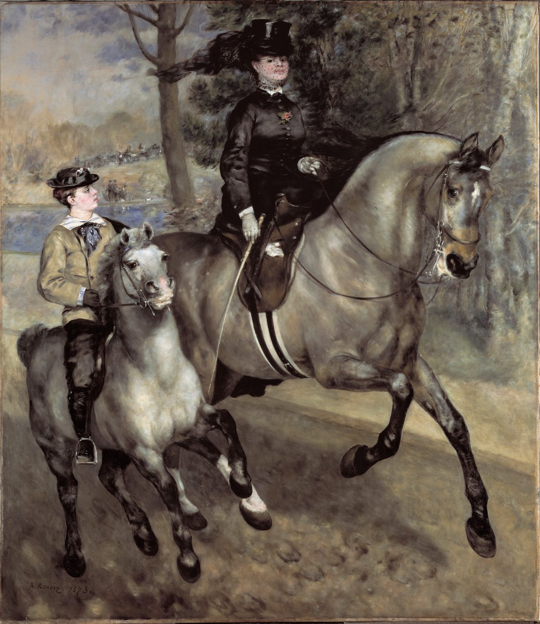 Bois de Boulogne 的骑手（或骑马）。 皮埃尔·奥古斯特·雷诺阿 (Pierre-Auguste 作者 皮埃尔·奥古斯特·雷诺阿