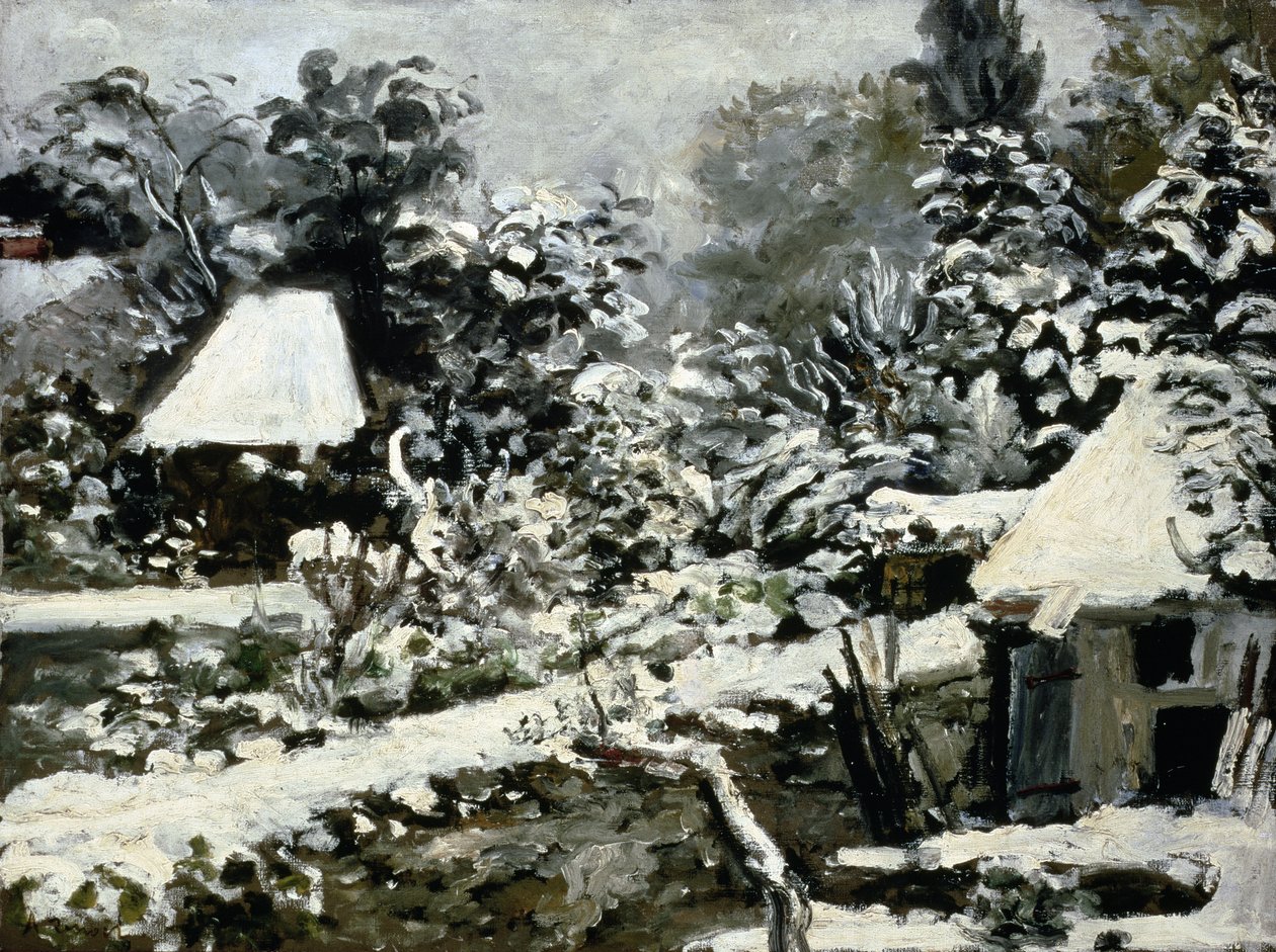 风景，雪景效果，约1868年 作者 皮埃尔·奥古斯特·雷诺阿