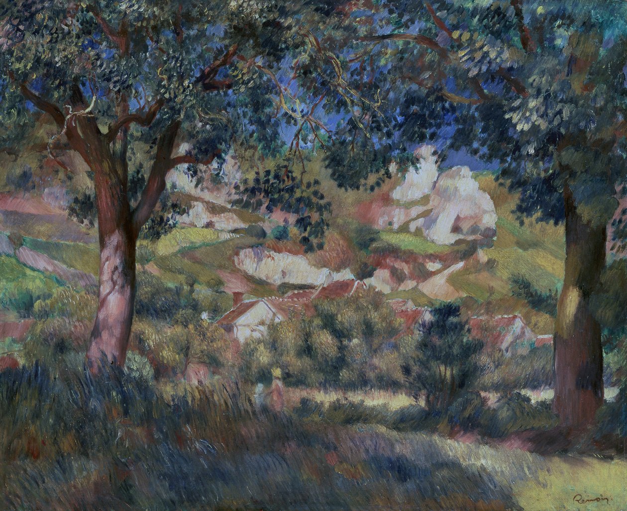 La Roche Guyon的风景，约1887年（布面油画） 作者 皮埃尔·奥古斯特·雷诺阿