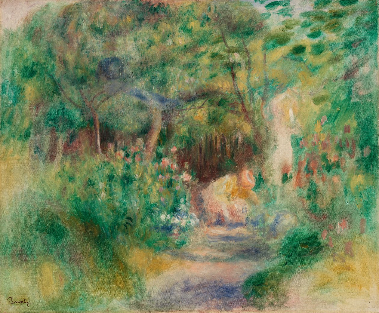 风景与园艺女性（Paysage et femme jardinant） 作者 皮埃尔·奥古斯特·雷诺阿