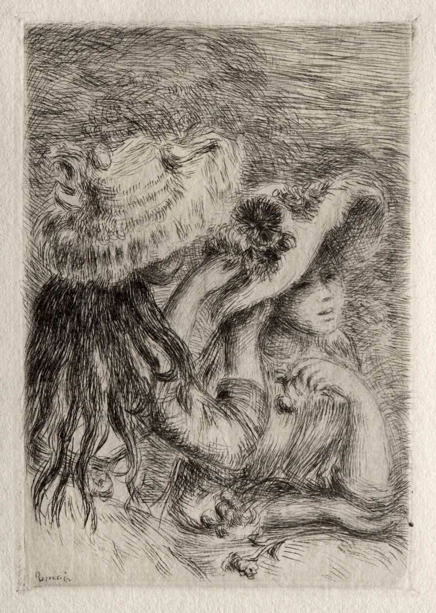 固定帽子，1894年。 作者 皮埃尔·奥古斯特·雷诺阿