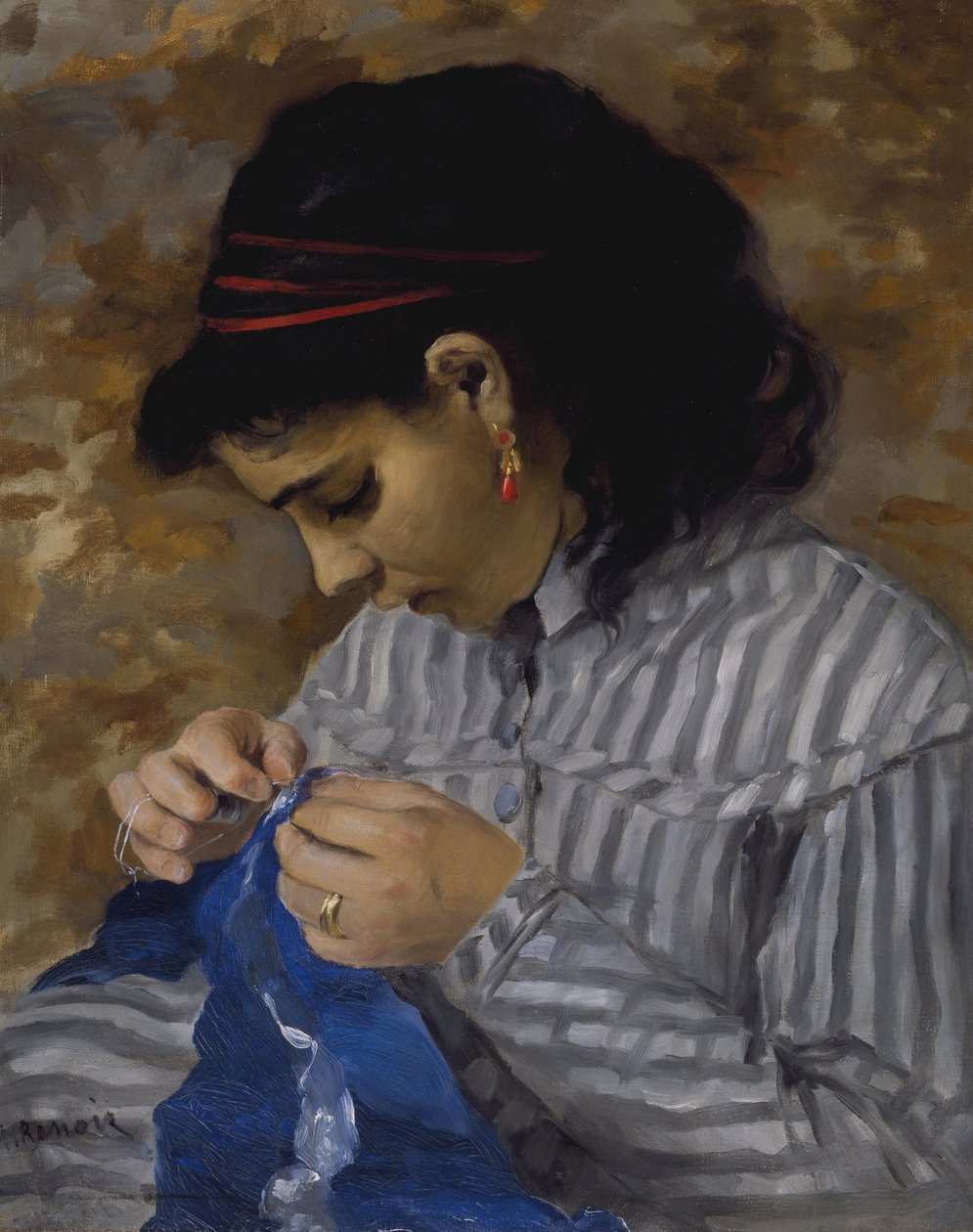 莉丝·塞文（Lise Sewing），约1867-68年（布面油画） 作者 皮埃尔·奥古斯特·雷诺阿