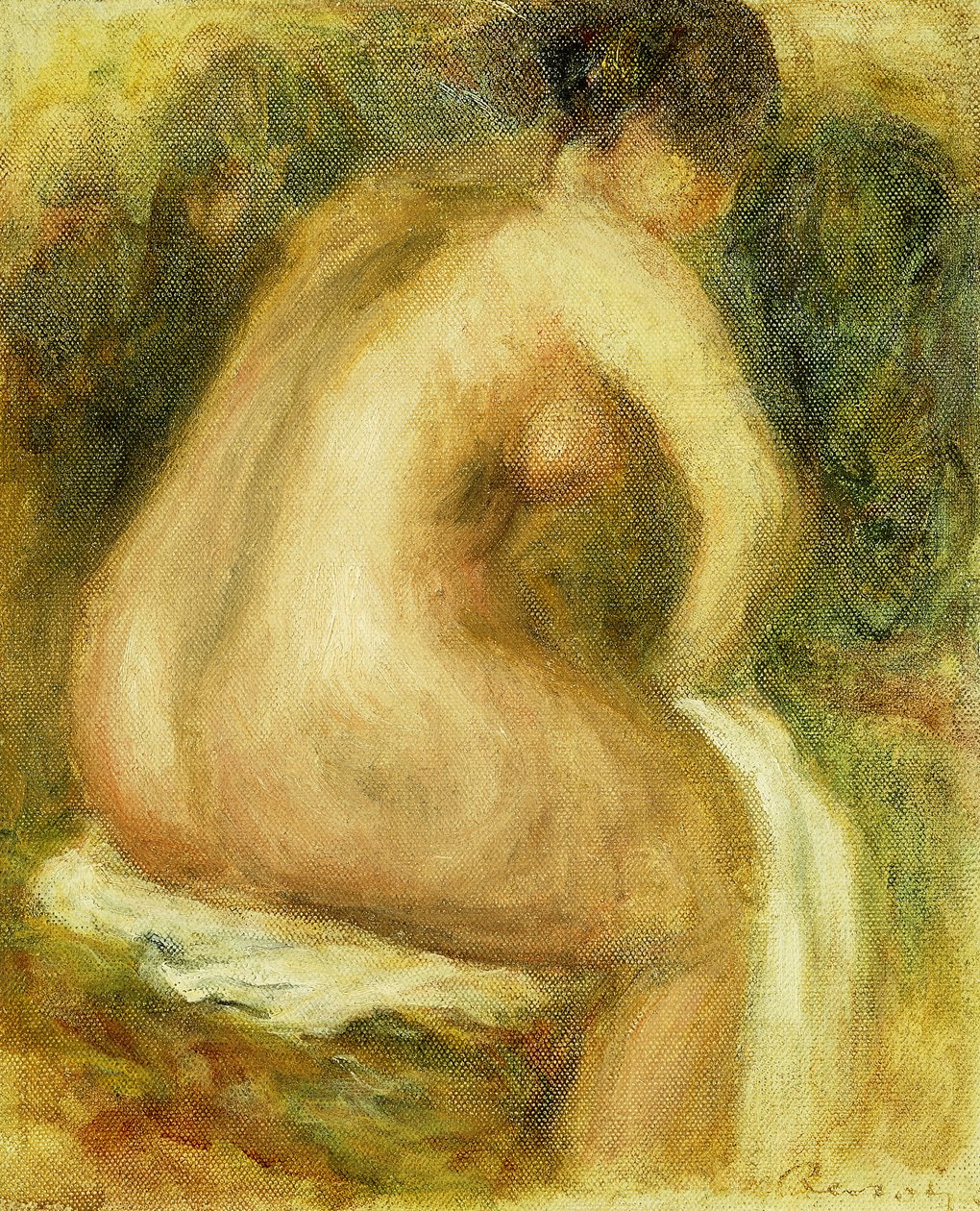 裸体女人洗澡；坐着的裸体女人，1910年 作者 皮埃尔·奥古斯特·雷诺阿