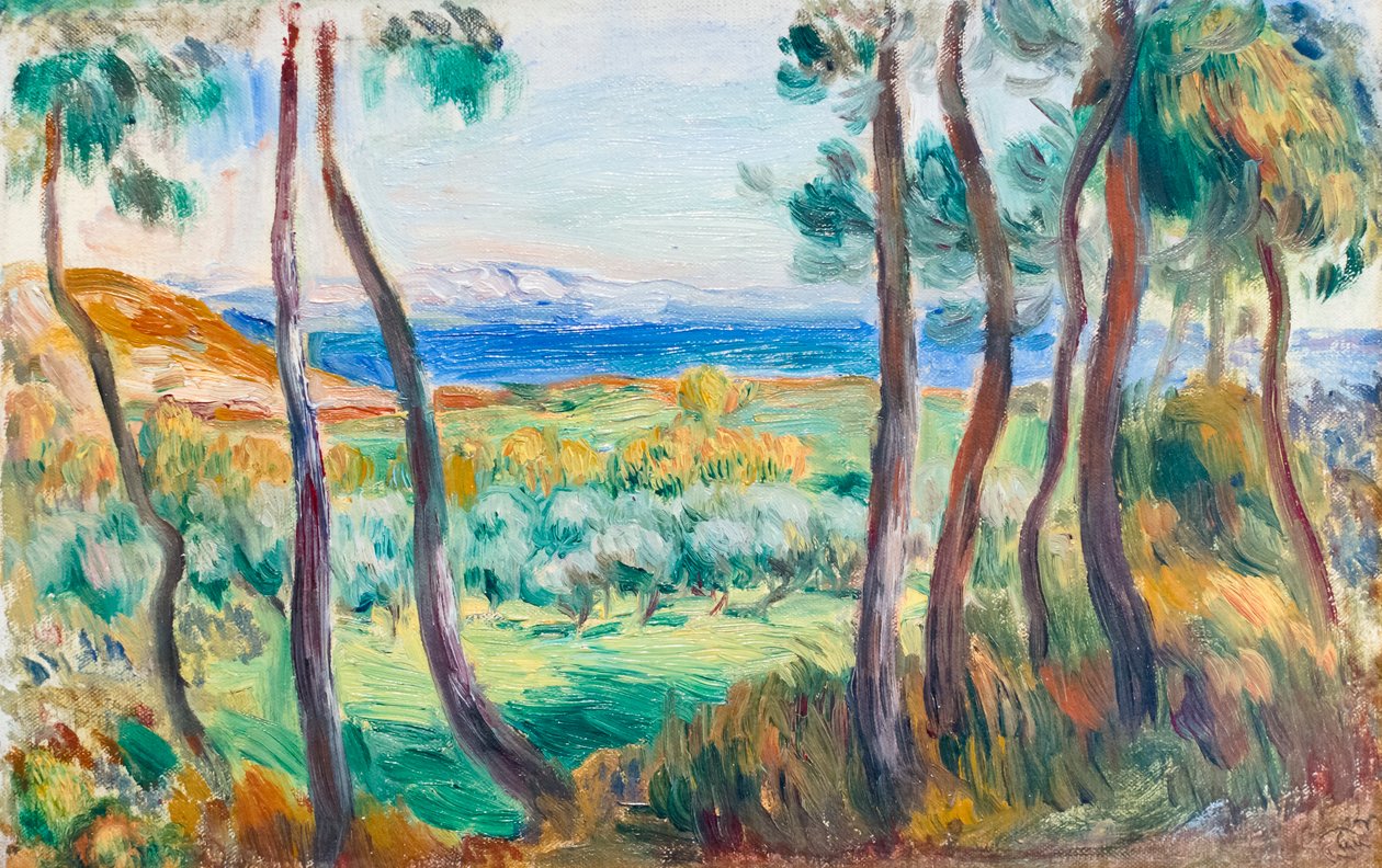 Pines near Cagnes, c. 1910 (oil on canvas)   1459635   zh       chinese Successfully Translated  Original: Mozart (colour litho) Translat: Mozart (colour litho) 1409355 zh chinese Successfully Translated Original: Triumph of Saint Thomas Aquinas Translat:  作者 皮埃尔·奥古斯特·雷诺阿