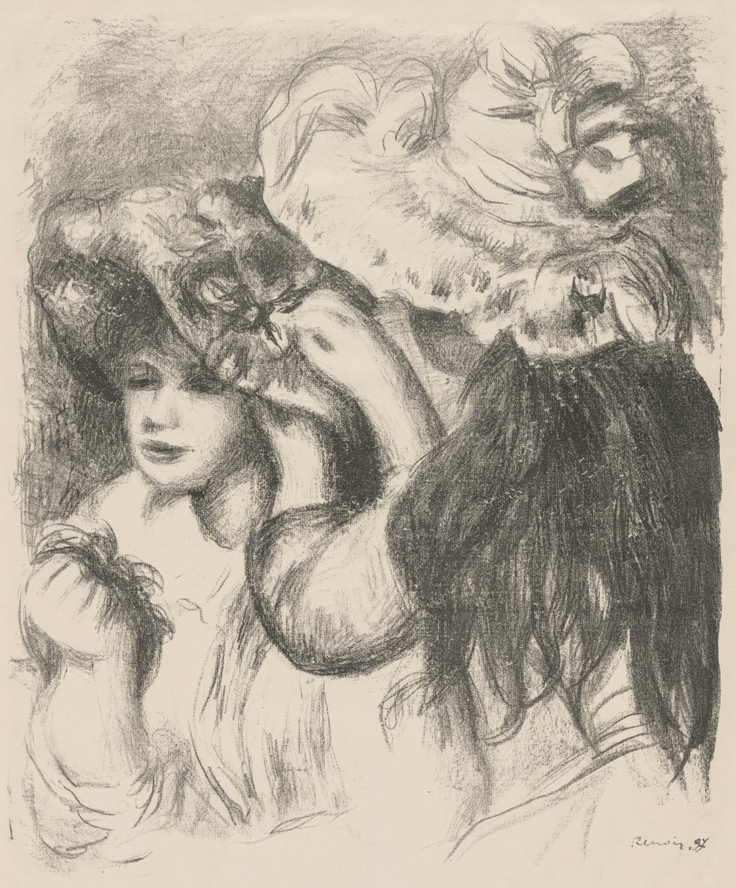 固定帽子，1897年。 作者 皮埃尔·奥古斯特·雷诺阿