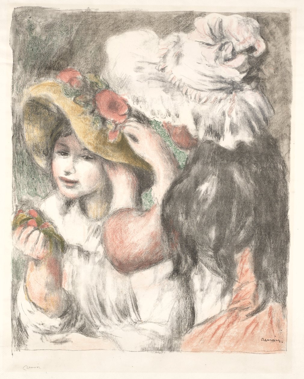 固定帽子c。 1898年。 作者 皮埃尔·奥古斯特·雷诺阿