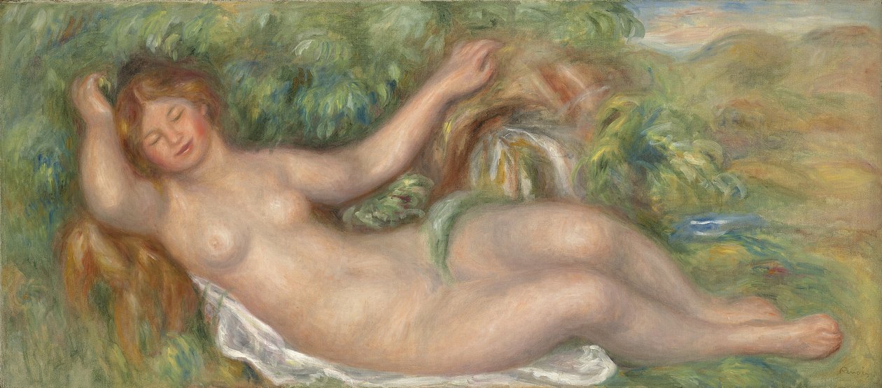 斜倚裸体拉源（La Source），1902年 作者 皮埃尔·奥古斯特·雷诺阿