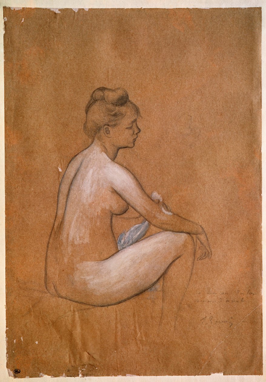 Sitting bather. Painting by Pierre Auguste Renoir (Pierre-Auguste 作者 皮埃尔·奥古斯特·雷诺阿
