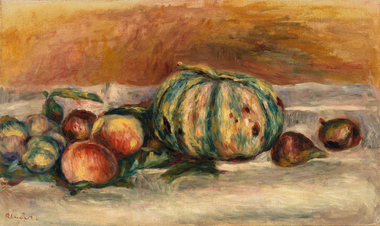 有甜瓜的静物（Nature morte au melon） 作者 皮埃尔·奥古斯特·雷诺阿