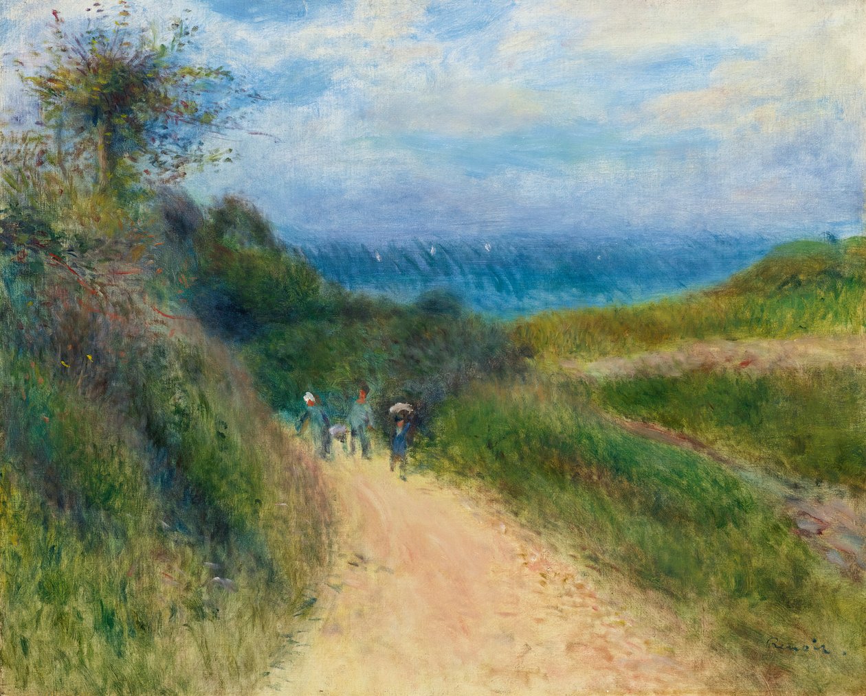 通往伯尼瓦尔之路，c.1880（布面油画） 作者 皮埃尔·奥古斯特·雷诺阿