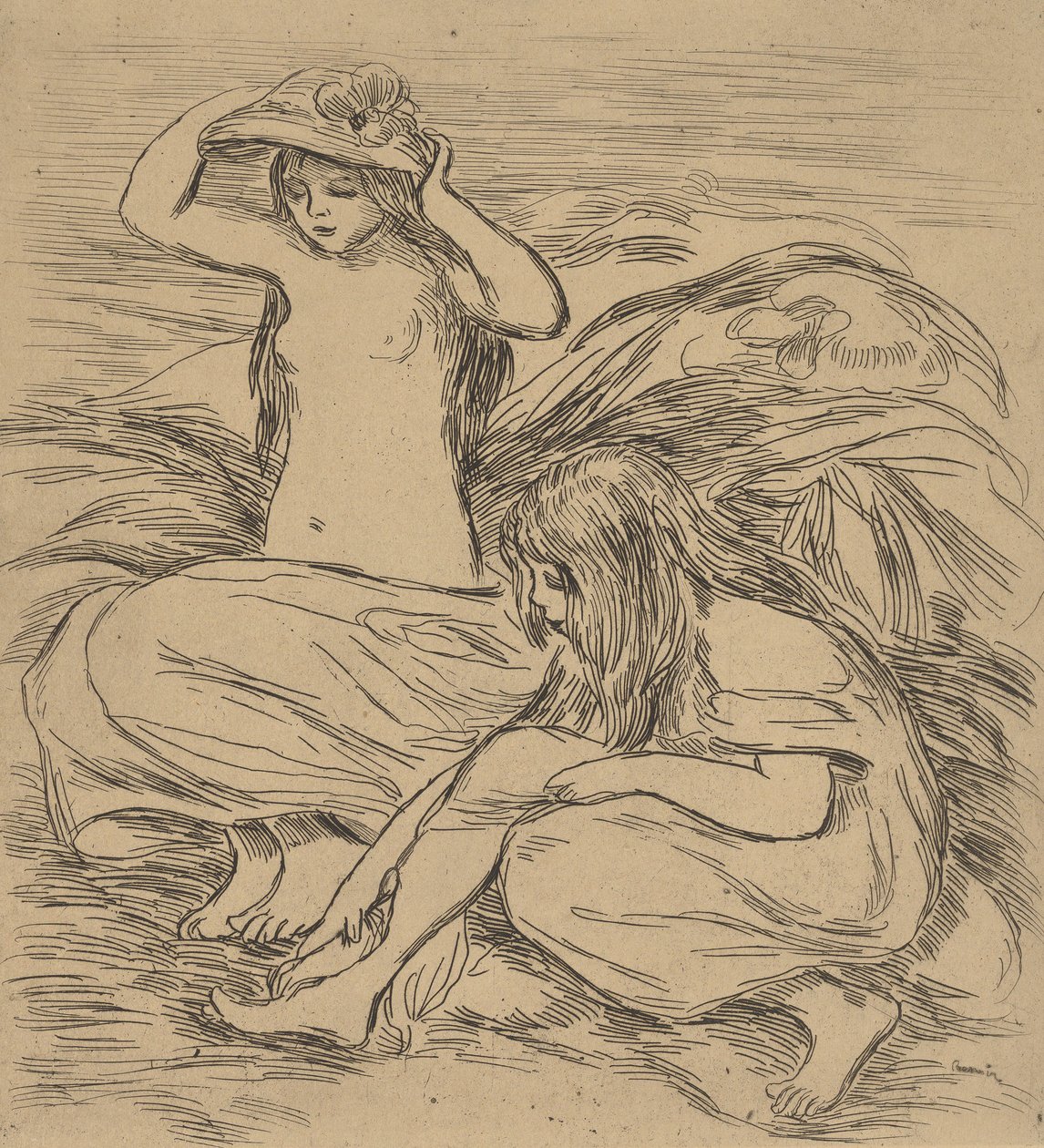 两个洗澡的人 Les Deux Baigneuses, 1895. 作者 皮埃尔·奥古斯特·雷诺阿