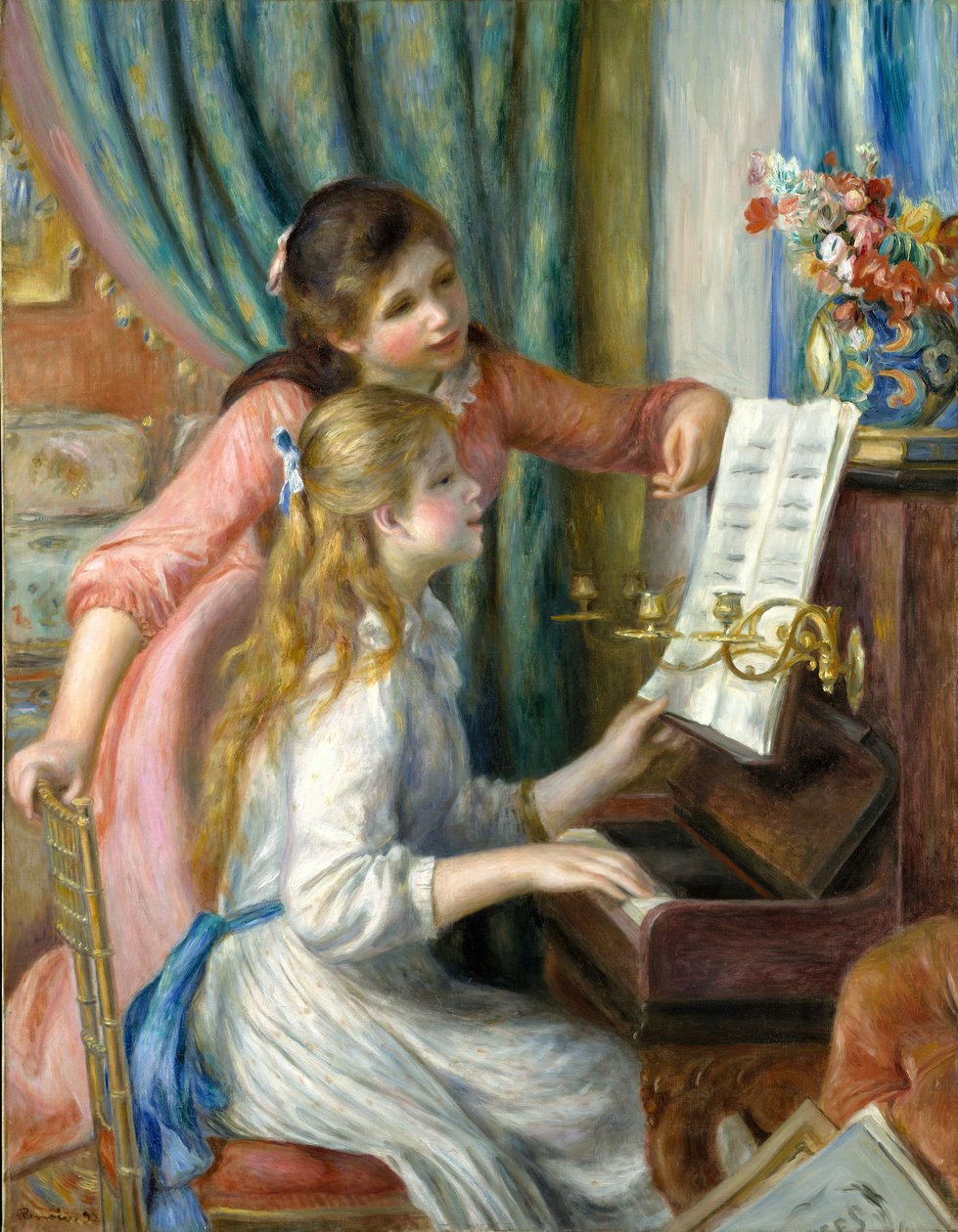 钢琴上的两个小女孩，1892年。 作者 皮埃尔·奥古斯特·雷诺阿