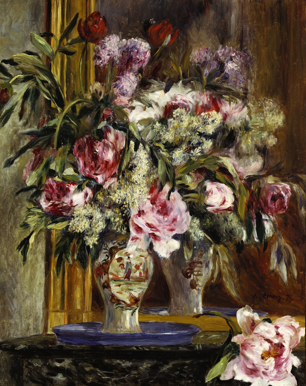 花瓶花瓶，1871年 作者 皮埃尔·奥古斯特·雷诺阿