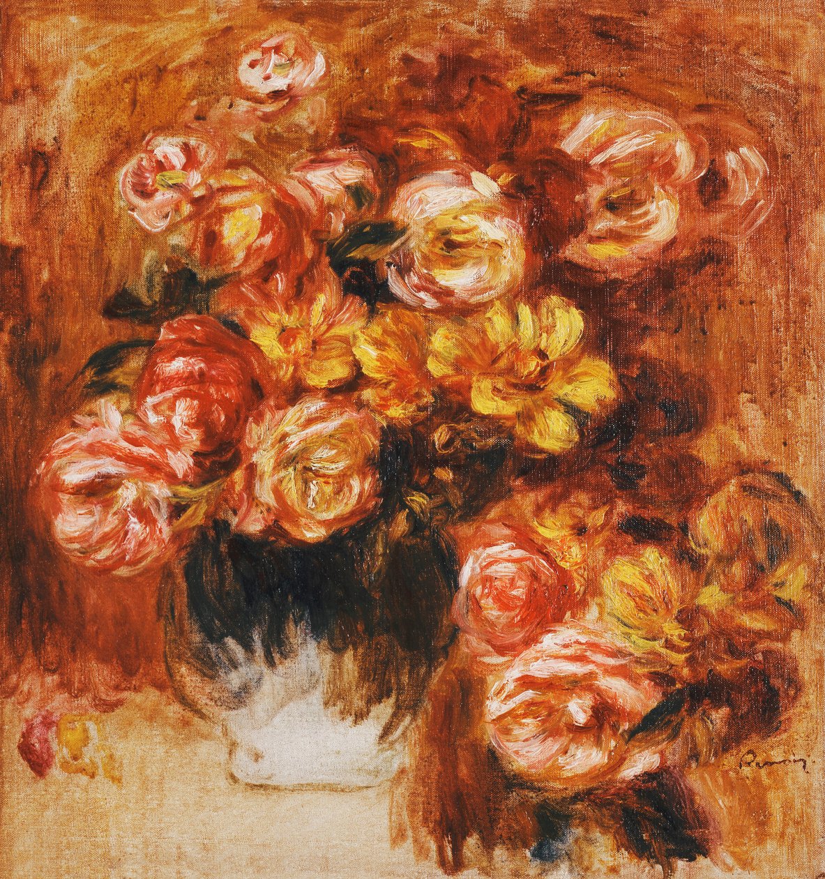 玫瑰花瓶；花瓶玫瑰， 作者 皮埃尔·奥古斯特·雷诺阿